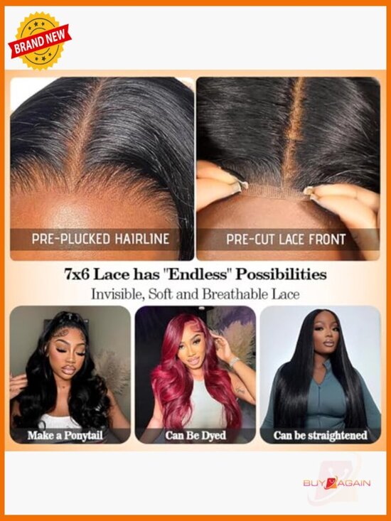 7x6 Glueless Body Wave Lace Front Human Hair Wig 26 Inch 200% Density